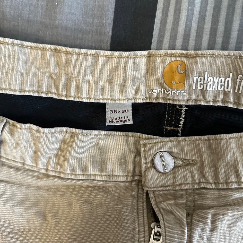 Carhartt Relaxed Fit Work‎ Pants Tan Canvas 38 X 30 Grunge Distressed - Picture 4 of 6